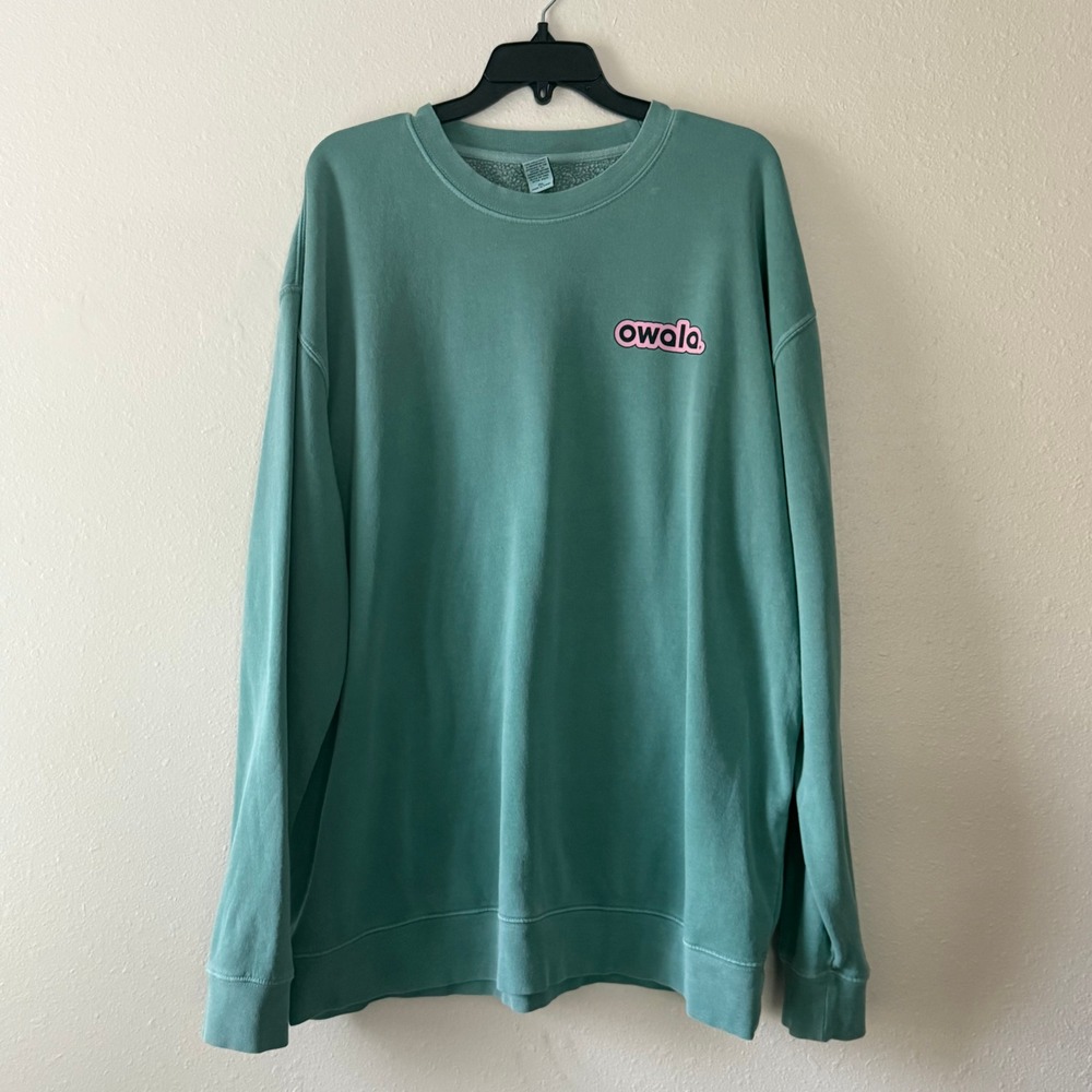 LIMITED Owala Pullover Sweatshirt Green Teal Pink Logo Independent Trading Co XL